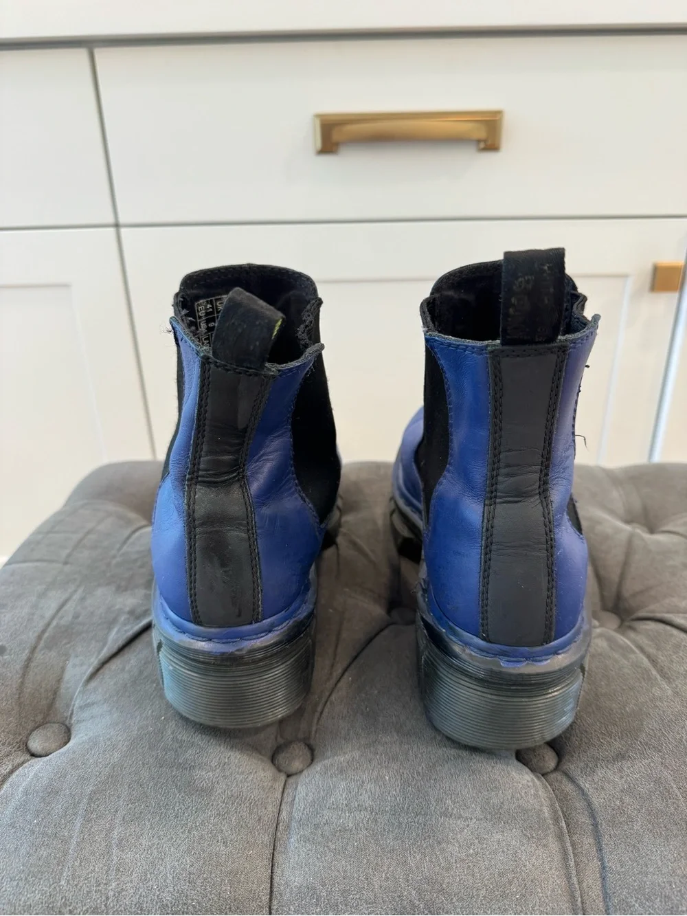 Dr Martens Audrick Chelsea Boots with Chunky Sole hand painted Blue/Purple